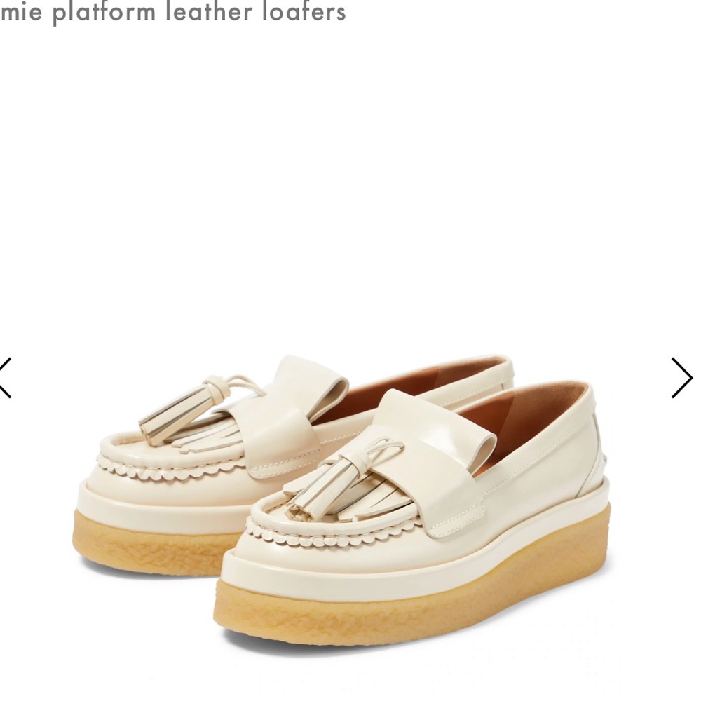 Chloe Jamie Tassel Platform Loafers in Ivory, Size 37
